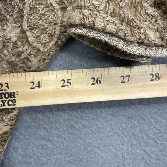 BKE Gimmicks‎ Cardigan Sz Med Kimono Embroidered Open Fringe S/S Open Neutral - Picture 5 of 9